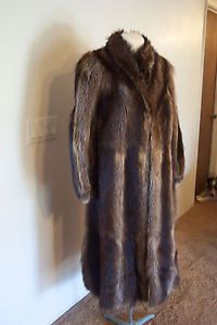 Stunning 60's Genuine Natural Brown Raccoon Fur Coat Full Length Excellent