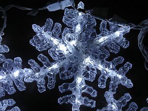 LED Snowflake Lights String of 6 Bright White Christmas Lights