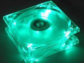 4 Lots Green Quad LED Clear Mod 80mm PC Case Cooling Fans Computer Logisys