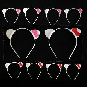 12 Headbands Hello Kitty Ears with Bow Birthday Party Favors Supplies Cat