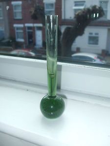 Whitefriars Green Glass Rose Bud Vase Signed and Numbered