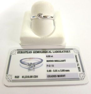 0 32ct Natural Diamond Solitaire Engagement Ring w Certificate Free Sizing