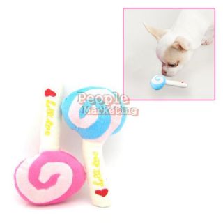 Pet Dog Puppy Cat Animal Squeaky Squeaker Sound Toy Chews Cotton Wool Lollipop