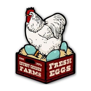 Chubby Chicken Farms Fresh Eggs Retro Shaped Metal Sign 14x18" Chicken Coop