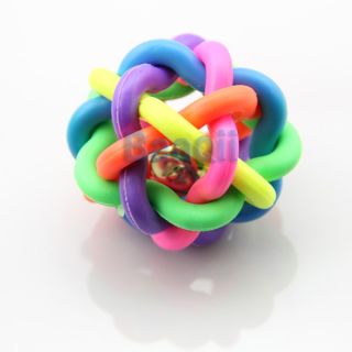 Cute Dog Puppy Cat Pet Rainbow Colorful Rubber Sound Ball Bell Chewing Toys S