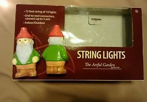 Gnome String Lights for Patio RV Christmas Tree Indoor Outdoor 12' 10 Lights