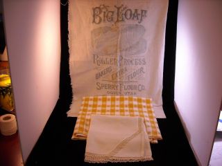Antique Linens Table Runner Tablecloth Flour Sack Cloth