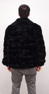 58052 New Mens Black Ranch Semi Sheared Mink Fur Jacket Coat Stroller 50