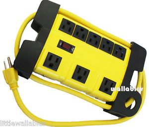 HD UL 8 Way Electrical Outlet Wall Plug Metal Power Strip Extension Cords