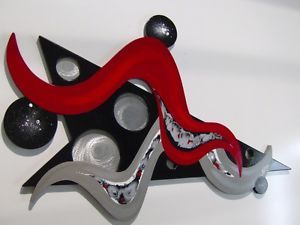 Funky Modern Abstract Wall Sculpture Unique Contemporary Wood Metal Wall Decor