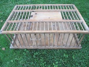 Primitive Vintage Wood Poultry Chicken Pigeon Coop Cage Crate Carrier Coup