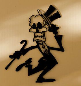 Skeleton Skull Gothic Metal Art Tattoo Top Hat Dance Cane Gift Wall Decor