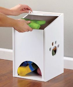 White Wooden Pet Toy Box Storage Bin Puppy Dog Cat Bones Chew Toys Hide Space