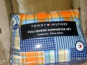 Tommy Hilfiger Clayton Orange Navy Blue Green 3pc Full Queen Comforter Set