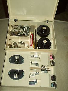Singer Sewing Machine Attachments and Parts in Box BOBBINS Cams Feet