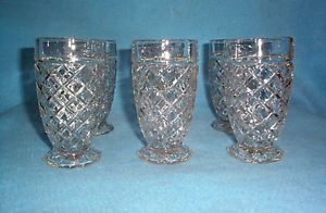 Vintage Glass Anchor Hocking Glass Waterford Waffle Water Drinking Glasses 6