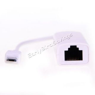 White Micro USB to Ethernet LAN Network RJ45 Card Adapter for Android OS Tablet
