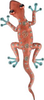 Tropical Rainforest Coppery Gecko Lizard Metal Wall Art Decor