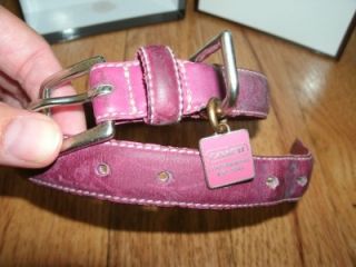 Coach Pink Suede Leather Dog Collar Used Tag Charm Medium C Pics