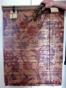 Rose Flower Floral Print Bamboo Window Shade Curtain Blinds 25"X68"