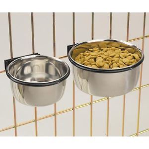 Stainless Steel Coop Cups Dog Dish Bowl Hangs from Pet Wire Cages Crates Pens