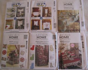 McCall's Home Decor Patterns Window Treatments Pillows Chair Covers Tablecloths