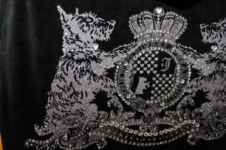 Juicy Couture Black Hoodie $148 Large Rhinestone Scottie Dog Logo P L Ring