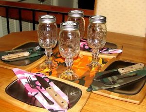 Set of 4 Duck Commander Mason Jar Wine Glasses 16 oz Standard Wine Glass