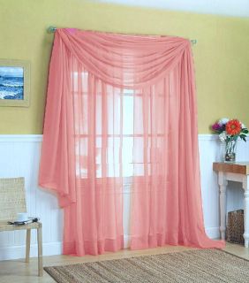 3 PC Pink Curtain Scarf Sheer Voile Window Panel New A18921