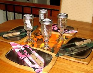 Set of 4 "Duck Commander" Mason Jar Wine Glasses 8oz Quilted Wine Glass