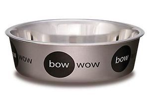 Dog Bowl Stainless Steel Bella Bowls Small Bow WOW Metallic Silver Bowl