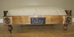 Custom Luxury Medium Dog Bed with Chalkboard Name Plate and Removable Bed Pillow
