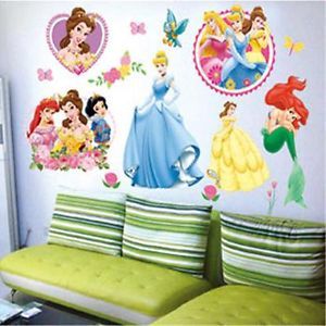 Cute Disney Princess Kid Room Butterfly Mural Vinyl Wall Decal Sticker Decor D
