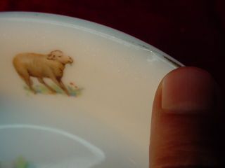 Vintage Porcelain Pet Food Bowl "Baby" Dog Cat Pig Dish Feeder