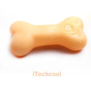 New Pet Dog Chew Toy Soft Small Rubber Bone Squeaky Toy Orange for Dog T1K