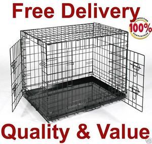 42" Two Door Folding Dog Cage Crate Kennel w Divider