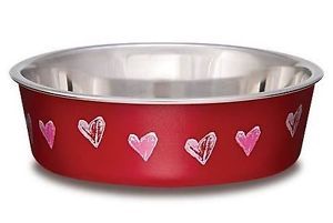Dog Bowl Stainless Steel Bella Bowls Small Hearts Valentine Red Bowl
