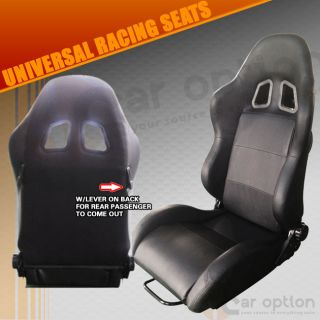 Mazda Black PVC Leather RS Style Racing Seats Pair w Rear Exit Lever