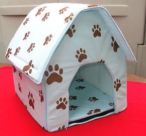 Portable Soft Blue Folding Cat Dog House Bed Folds for Travel Camping Used