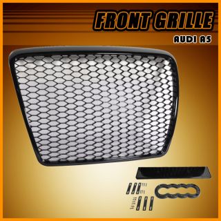 05 10 Audi A6 C6 RS Honeycomb Mesh ABS Front Hood Grille Grill Shiny Black