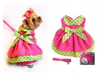 Hot Pink Lime Green Polka Dot Designer Dress for Dogs Quality Dog Apparel