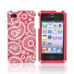 Red Paisley BNA Aluminum Case for at T Verizon iPhone 4
