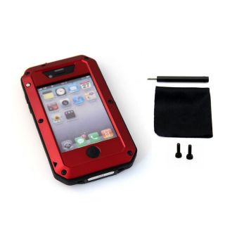 Aluminum Metal Cases with Tempered Glass for iPhone 4 4S Water Shock Dust Proof