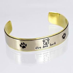 Live Love Bark Puppy Face Paw Print Cuff Bracelet Far Fetched Mima Oly Dog Taxco