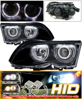 Xenon 99 01 BMW E46 328i Black Halo Projector Headlight