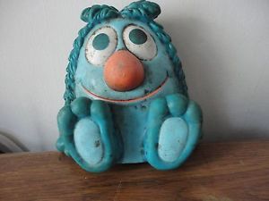 Vintage 1970 Squeak Toy Rubber Plastic Blue Monster 1978 5" Squeek Figure Dog