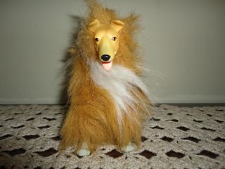 Collie Dog Shaggy Plush Poseable Rubber Face Toy