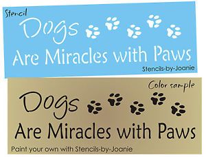 Stencil Dogs Miracles Paws Puppy Pet Dog Animal Track Border Kennel Vet Signs