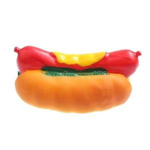 Pet Dog Chew Bite Toy Soft Small Rubber Hotdog Squeaky Toy for Dog Doggy Puppy