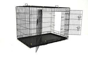 New Champion 42" Portable Folding Dog Pet Crate Cage Kennel Two Door Metal Tray